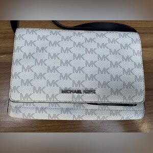 Michael Kors White Logo Wallet Bag with Strap - Good Used Condition